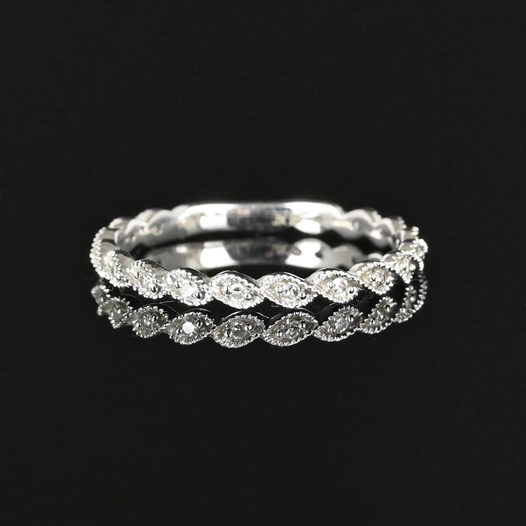 Vintage 14K White Gold Diamond Band Ring