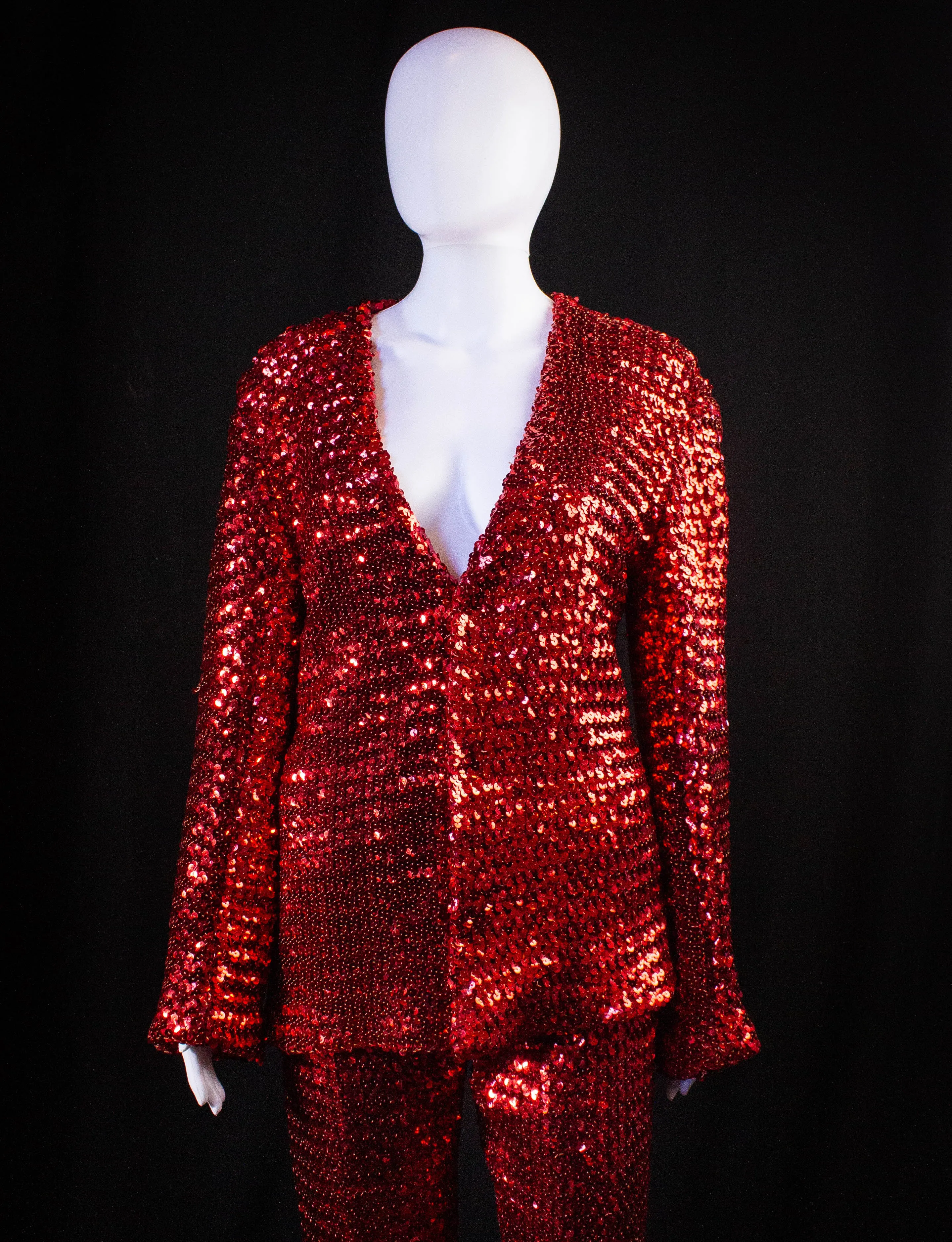 Vintage Jumping Jack Flash Red Sequin Suit 70s Medium