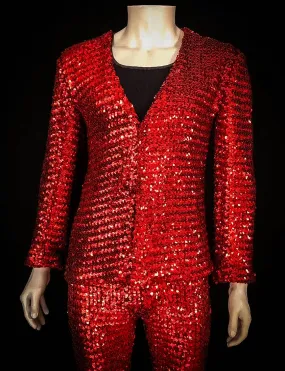 Vintage Jumping Jack Flash Red Sequin Suit 70s Medium