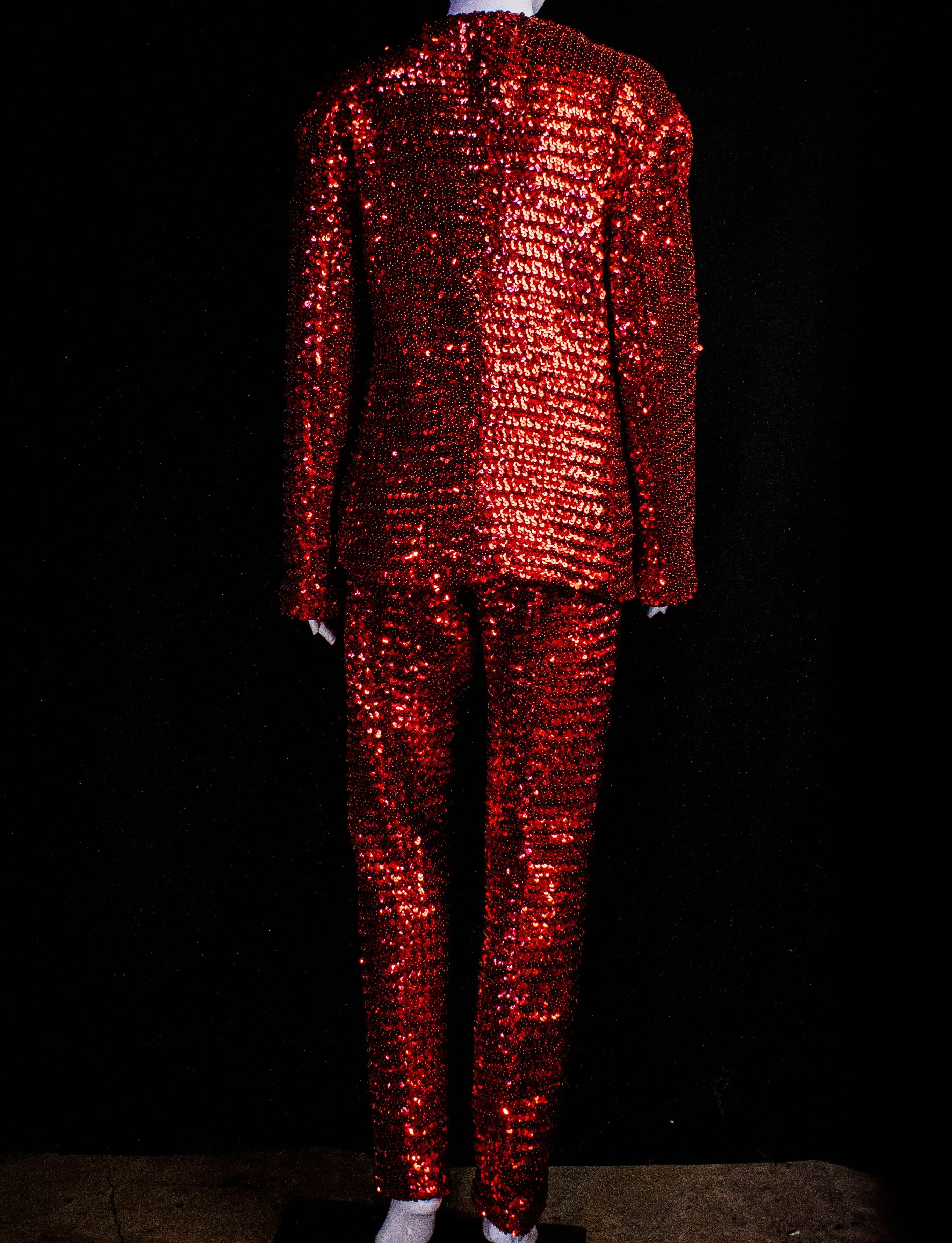 Vintage Jumping Jack Flash Red Sequin Suit 70s Medium