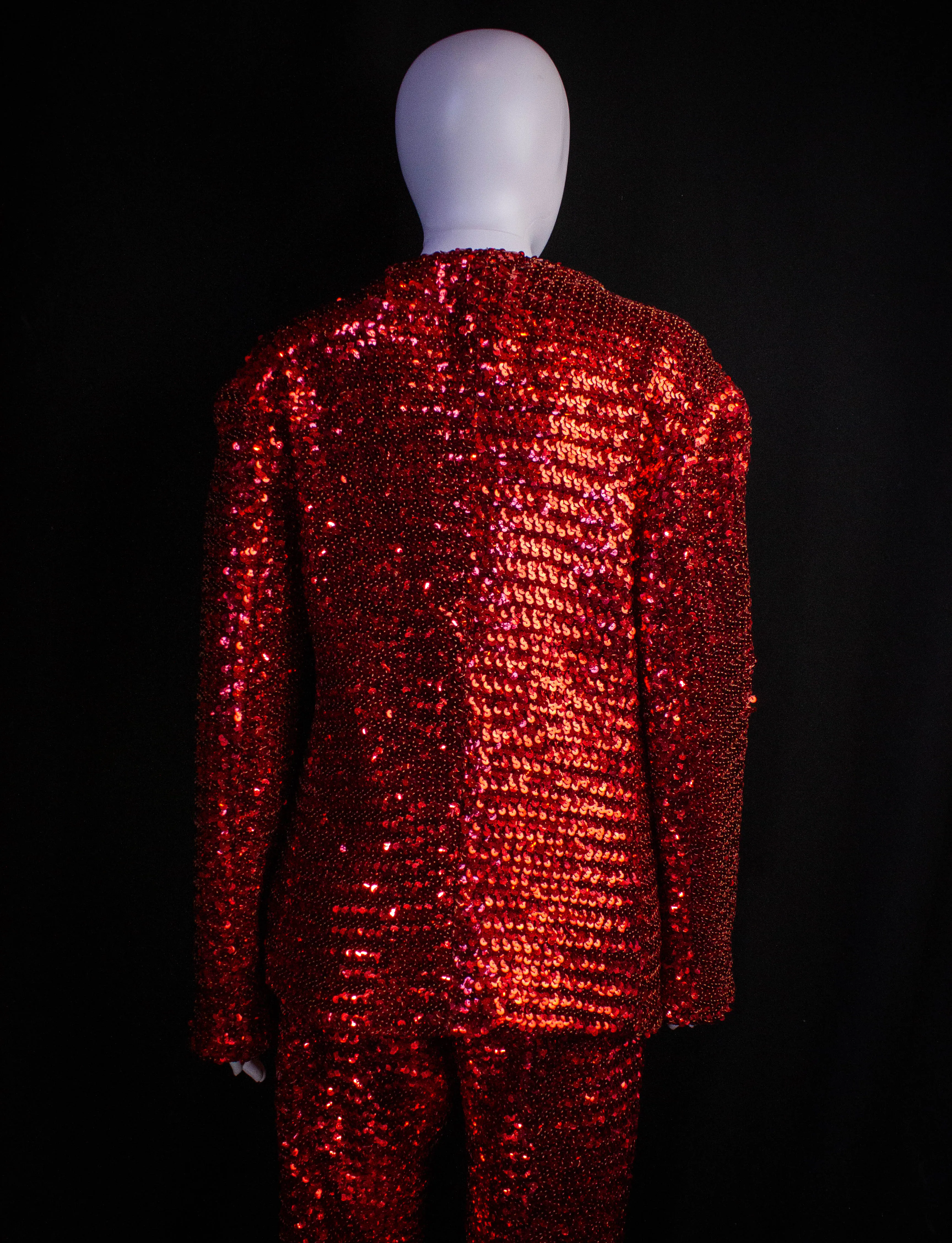 Vintage Jumping Jack Flash Red Sequin Suit 70s Medium