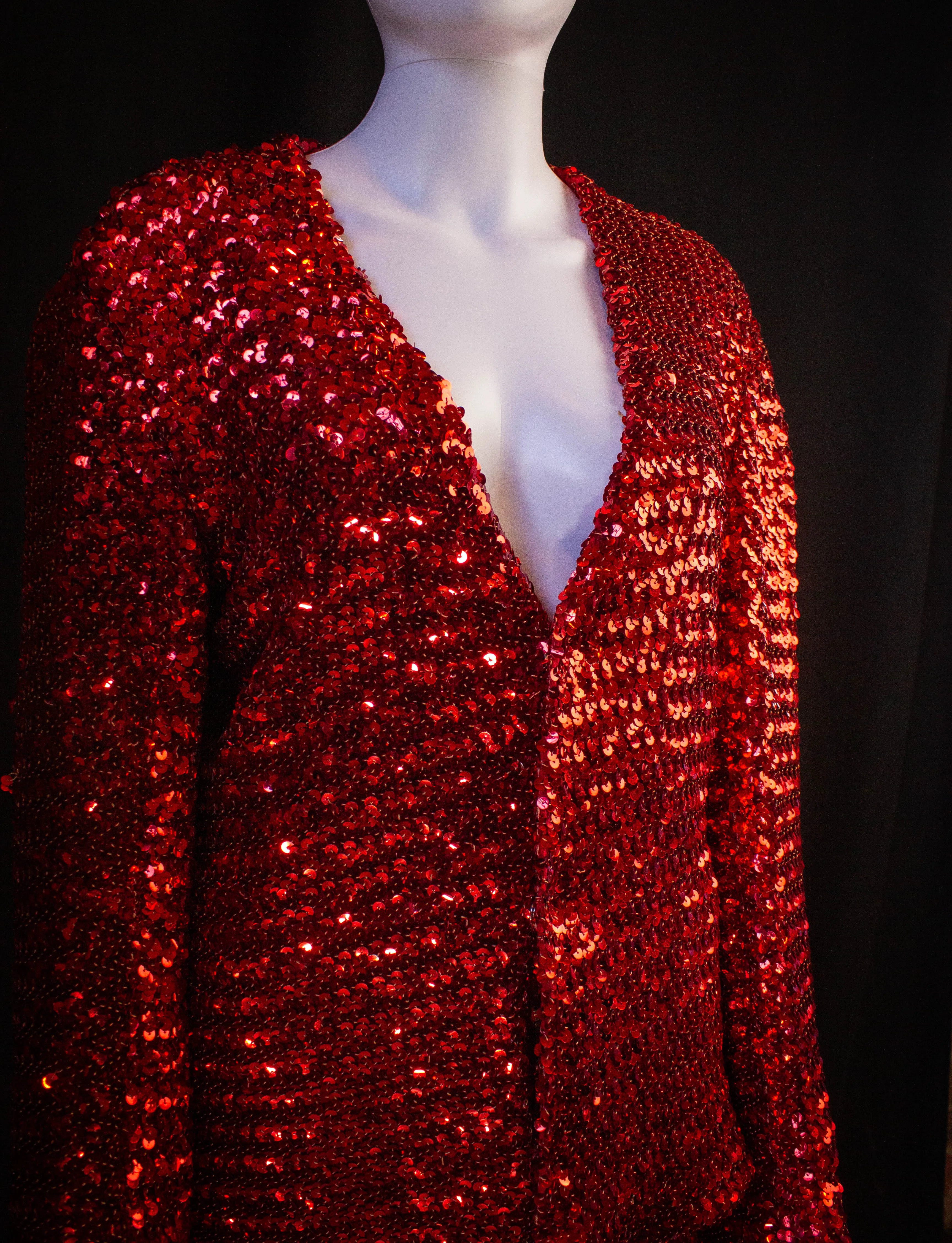 Vintage Jumping Jack Flash Red Sequin Suit 70s Medium