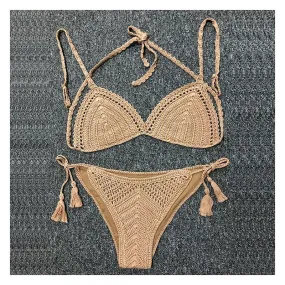 Wellen und Sand handgefertigtes Häkel-Bikini-Set