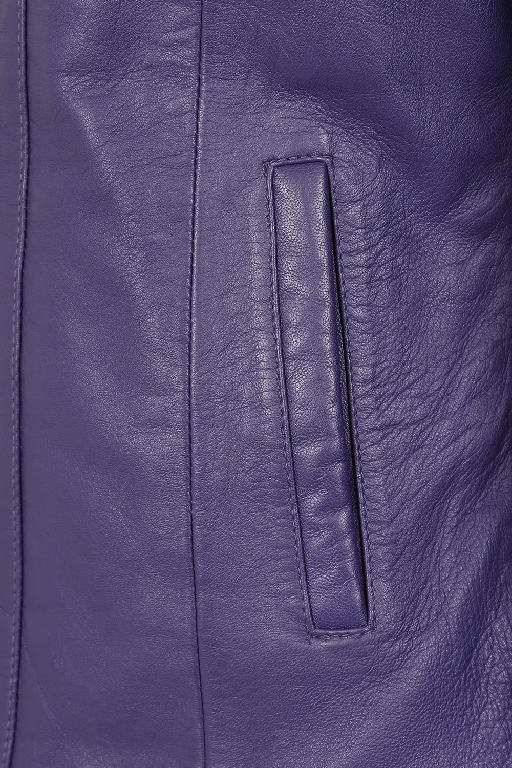 Women's Classic Purple Real Leather Jacket - DEBBIE