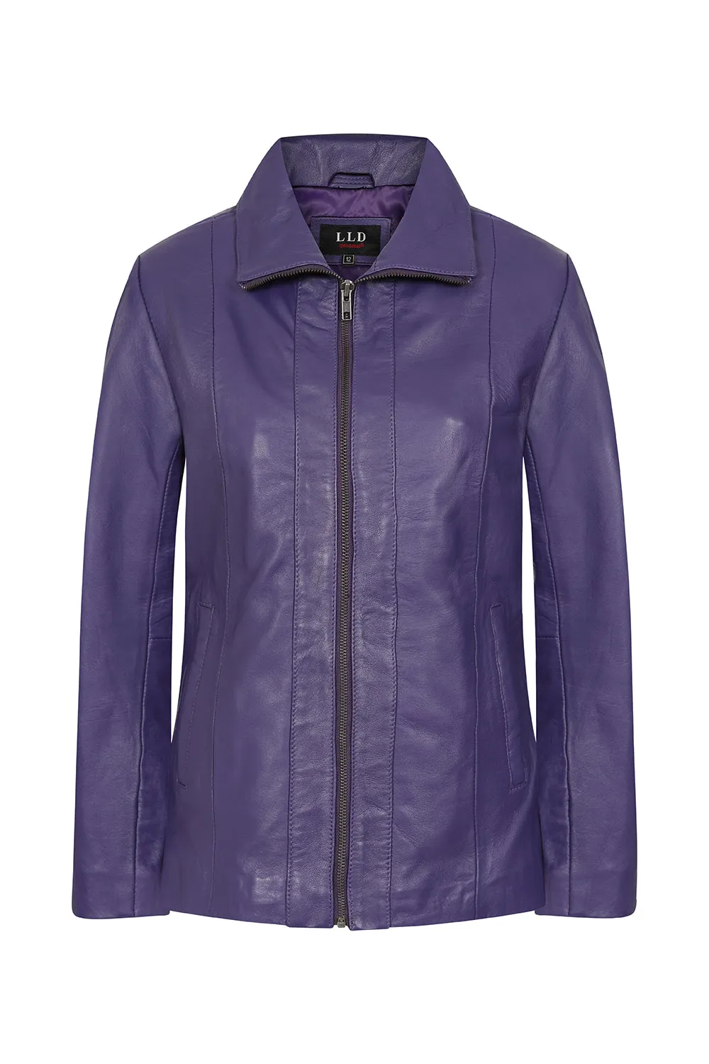 Women's Classic Purple Real Leather Jacket - DEBBIE