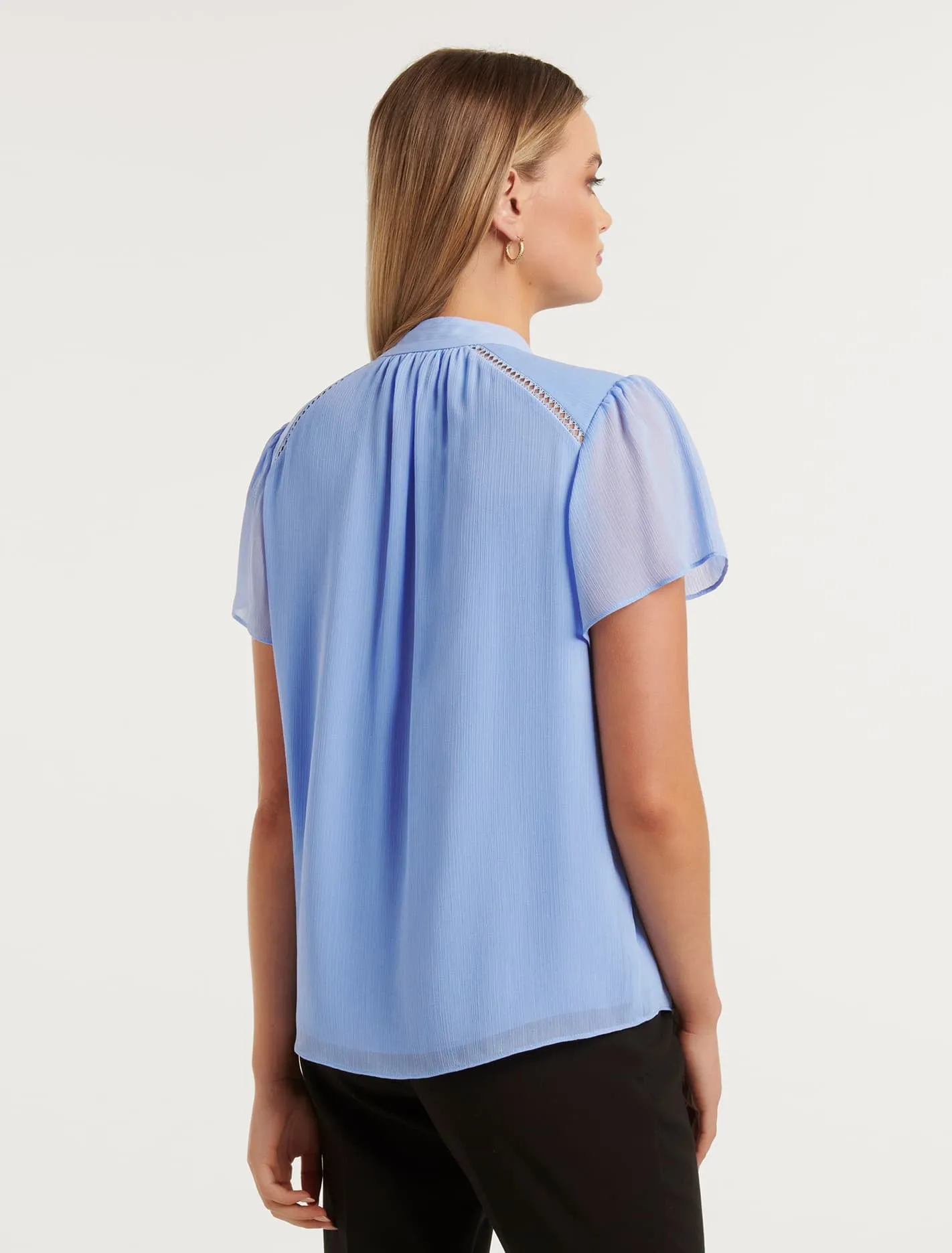 Yvonne Flutter Trim Spliced Blouse