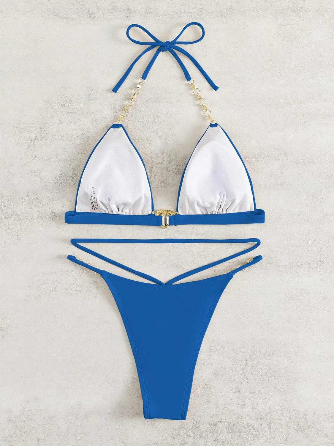 Zweiteiliges Bikini-Set mit Kettenbindung im Sonnenuntergang-Urlaub